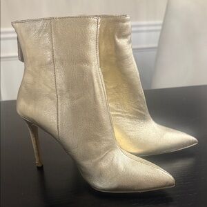 NEW Aqua Metallic Gold Heeled Boots